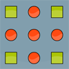 Square Circle Square - Try to switch circles and squares into the asked positions. Rolling the mouse cursor out of a shape will change it.